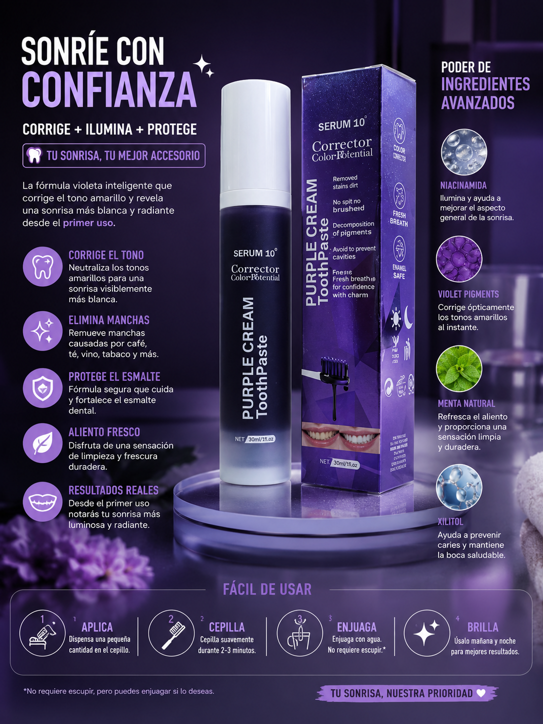 corrector Dental Morado Grande